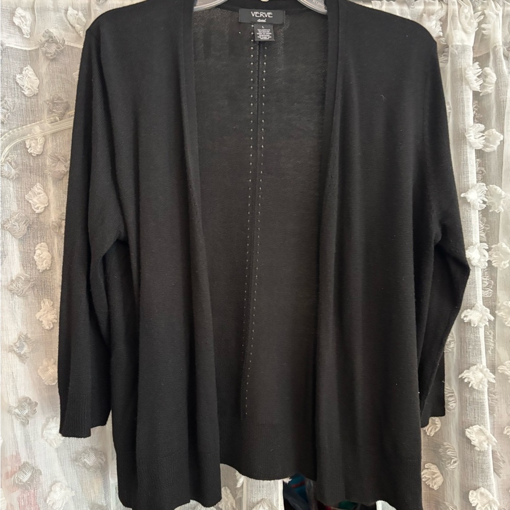 VERVE Open-Front Black Women's Cardigan Sweater